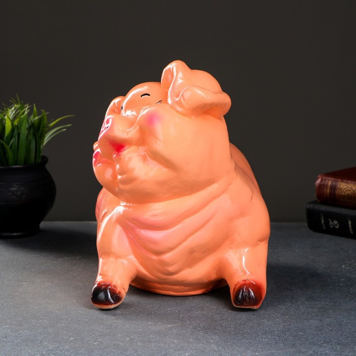 Копилка "Свинка" бежево-чёрная