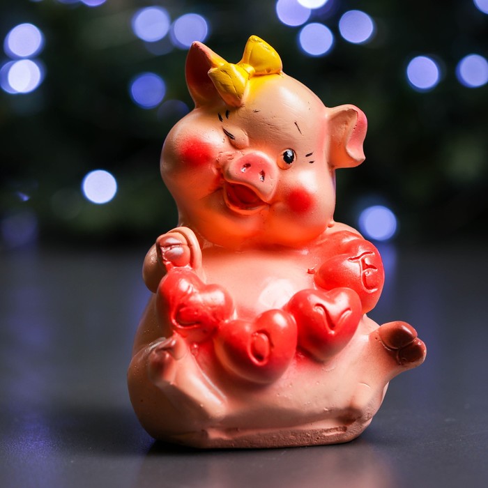 Копилка "Свинка с сердцами"