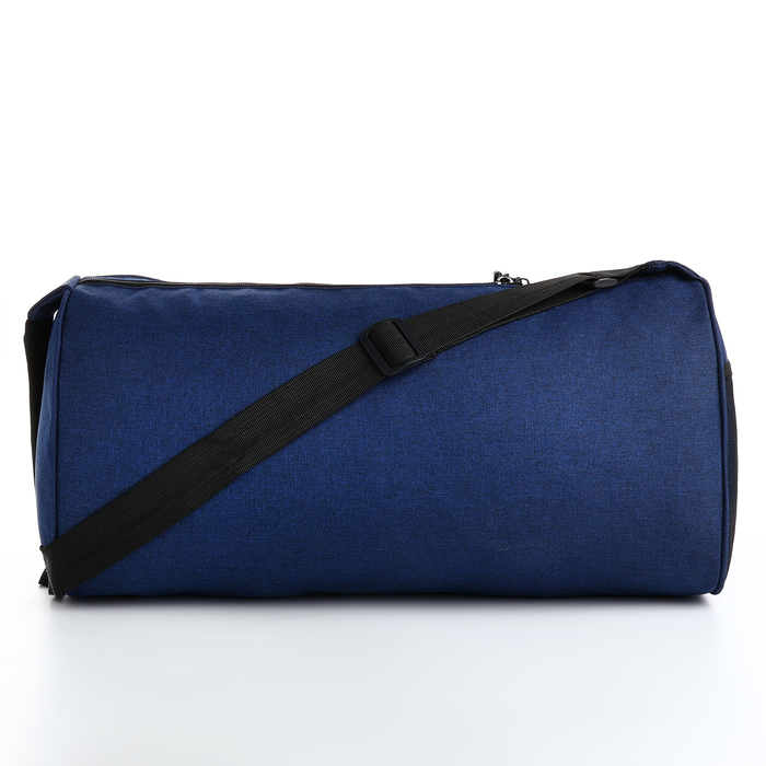 фото Сумка спортивная на молнии, наружный карман, длинный ремень, цвет тёмно-синий