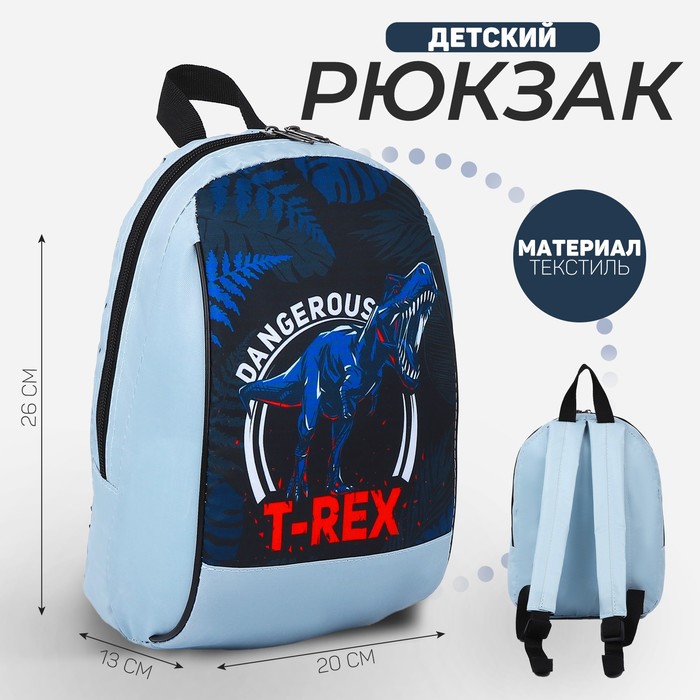 

Рюкзак «Динозавр», 20х13х26, отд на молнии, синий