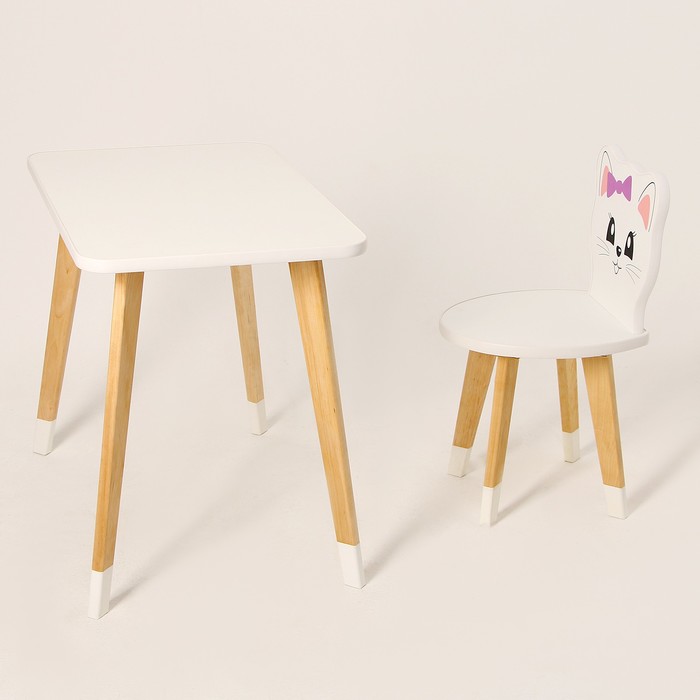 Комплект из детского стола и стула «Скандик Принт. Котик»