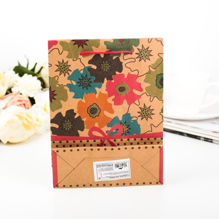 Пакет крафт "Милый бантик", 24 х 8 х 33 см