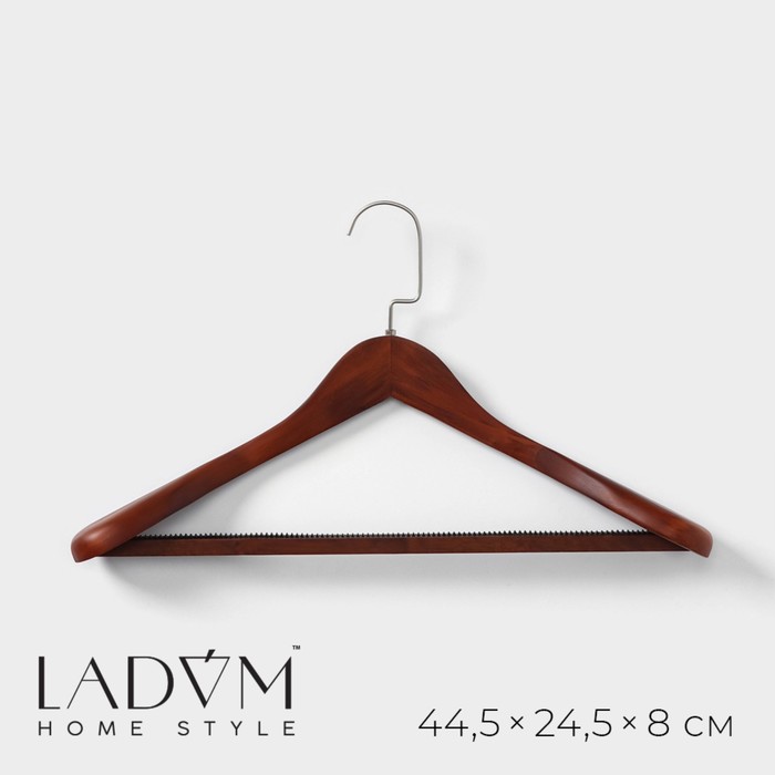 Плечики - вешалка для верхней одежды с перекладиной LaDо́m Bois, 45×25,5×5,5 см, цвет коричневый вешалка метал для верхней одежды с прорезиненным противоскользящим покрытием 45 см бирюзовая elfe