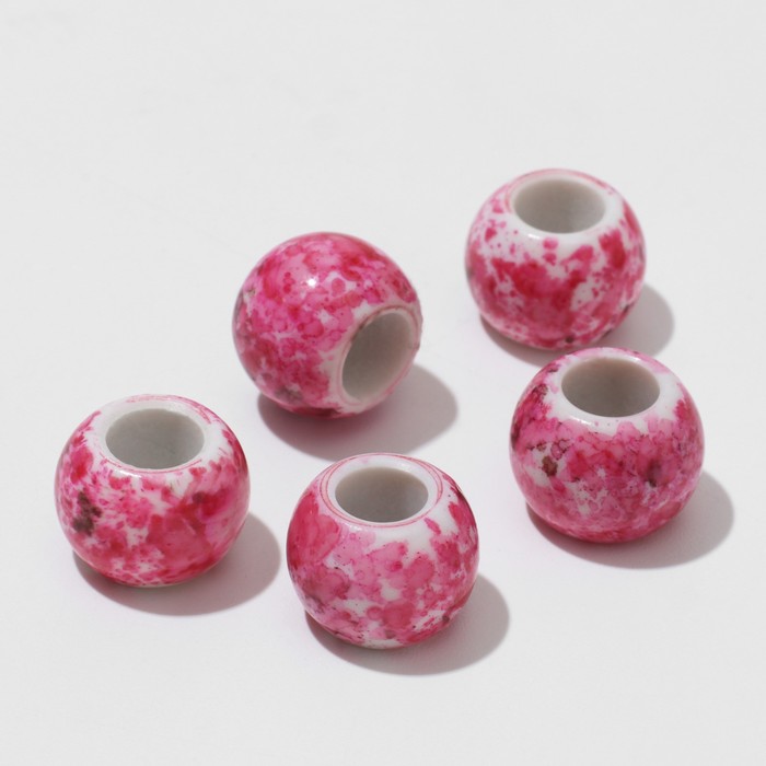 цена Бусина «Краски», 1,3×1, цвет бело-розовый