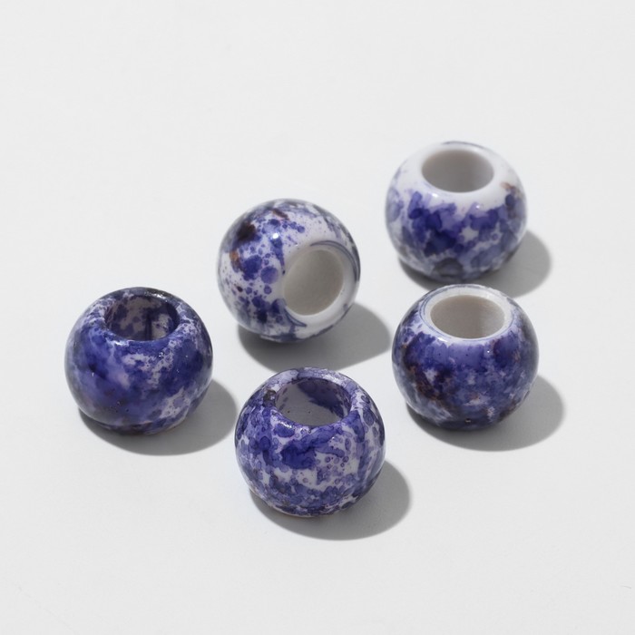 Бусина «Краски», 1,3×1, цвет бело-фиолетовый