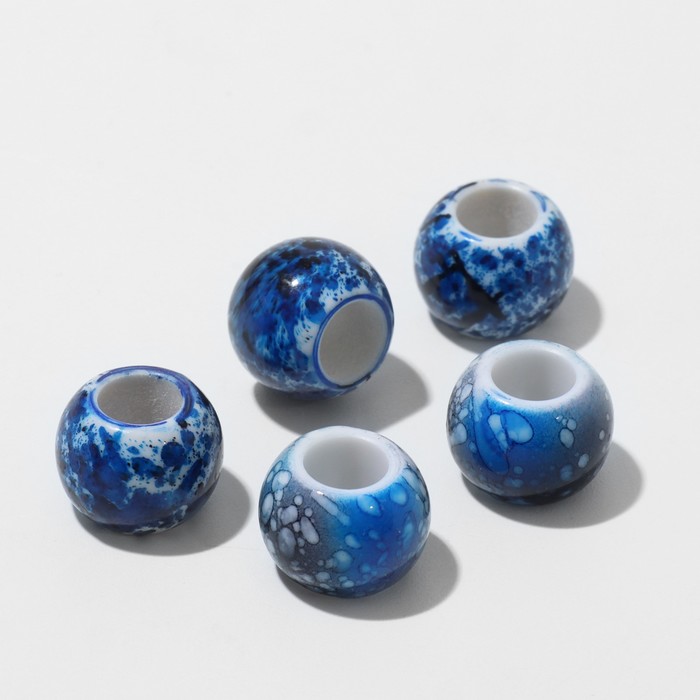 цена Бусина «Краски», 1,3×1, цвет сине-чёрный