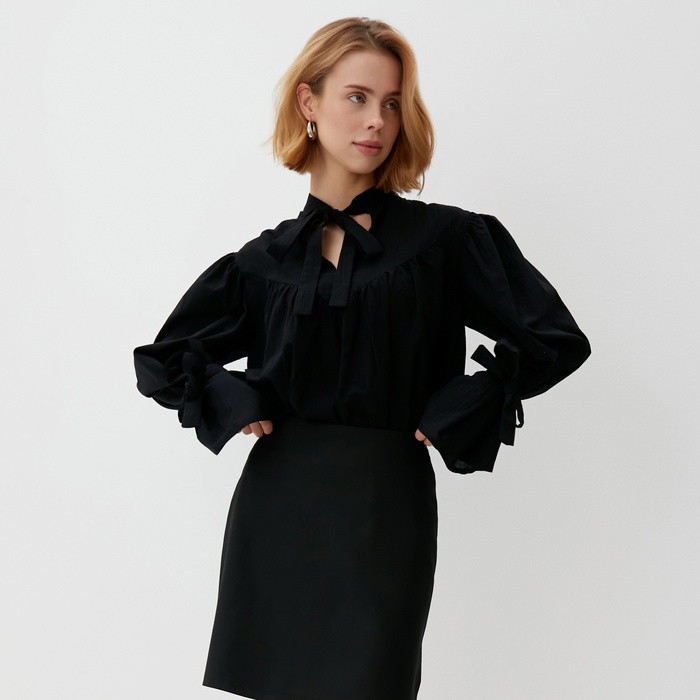 Блузка женская MINAKU: Enjoy цвет черный, р-р 46 цена и фото