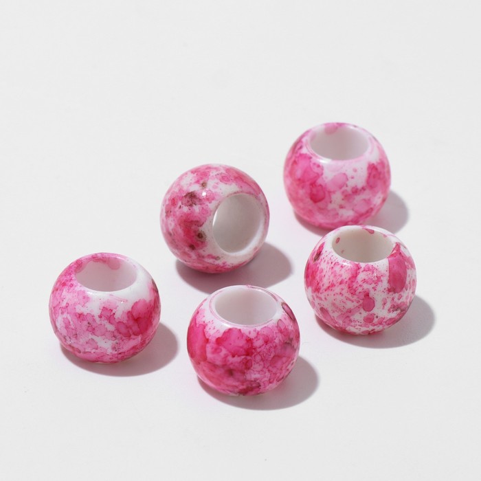 цена Бусина «Краски», 1,1×0,8, цвет бело-розовый