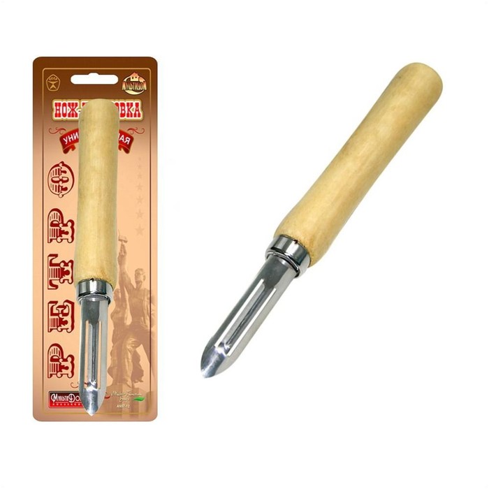 цена Овощечистка «Мультидом» «Ретро», с деревянной ручкой, 16х4