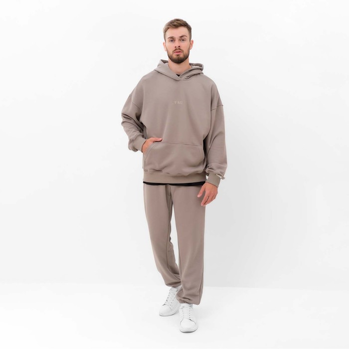 фото Толстовка мужская (худи) mist men's casual размер 50, серо-бежевый