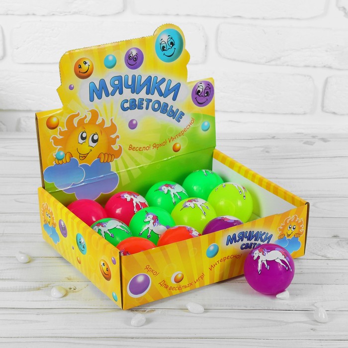 Мяч световой "Единорог" 5,5 см, цвета МИКС