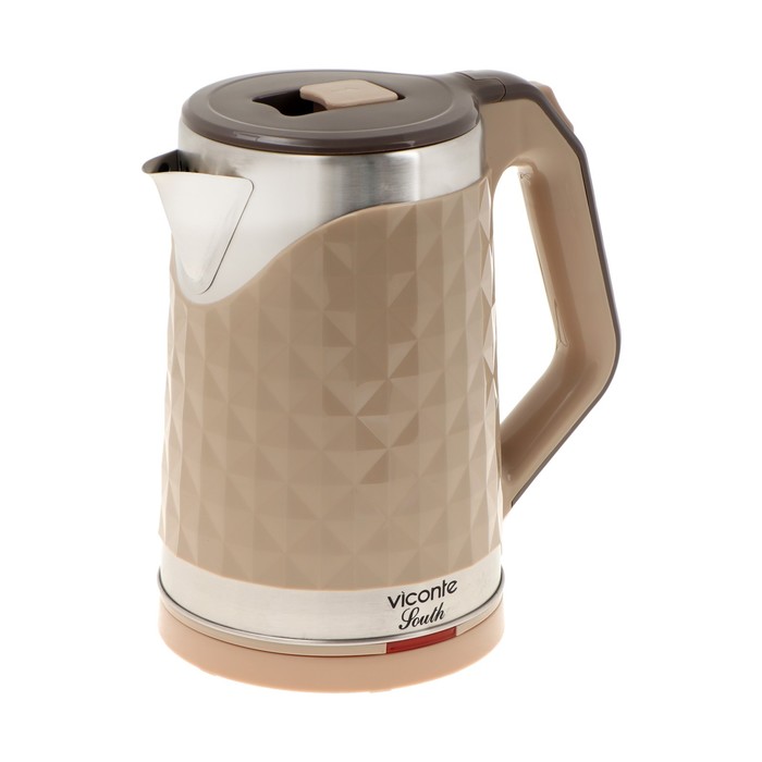 Чайник электрический Viconte VC-3295, пластик, колба металл, 2 л, 2000 Вт, бежевый чайник viconte vc 3295 черный