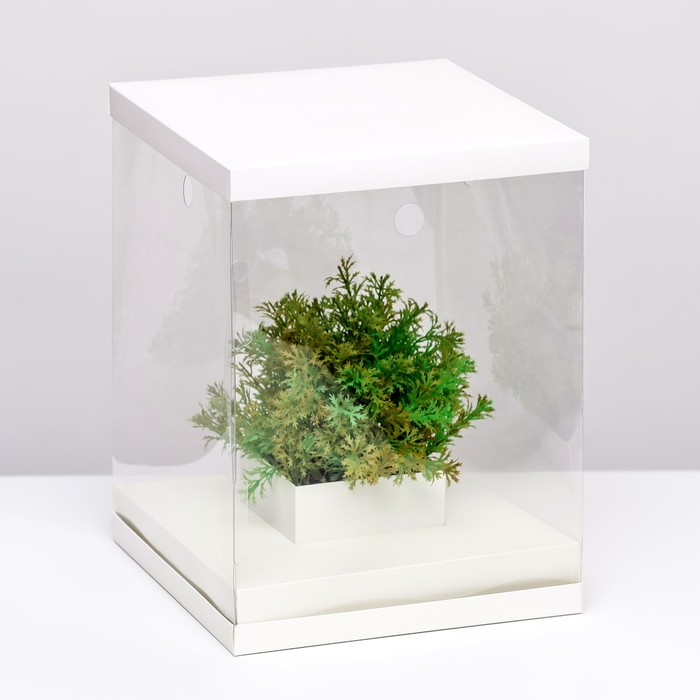 Коробка для цветов с вазой и PVC окнами, складная, 23 х 30 х 23 см, белый коробка для цветов с вазой и pvc окнами складная дерево 23 х 30 х 23 см