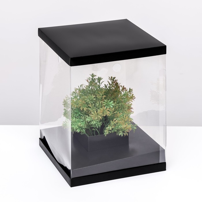Коробка для цветов с вазой и PVC окнами, складная, 23 х 30 х 23 см, чёрный коробка для цветов с вазой и pvc окнами складная дерево 23 х 30 х 23 см
