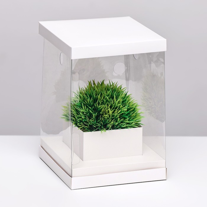 Коробка для цветов с вазой и PVC окнами, складная, 16 х 23 х 16 см, белый коробка для цветов с вазой и pvc окнами складная сердца 16 х 23 х 16 см