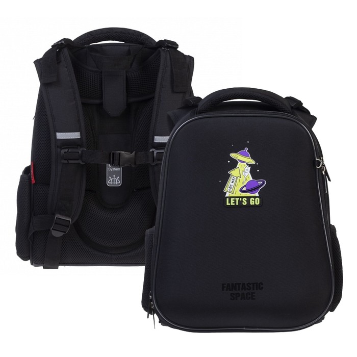

Рюкзак каркасный 38 х 29 х 17 см, Hatber Ergonomic Classic "Let's go" чёрный NRk85040