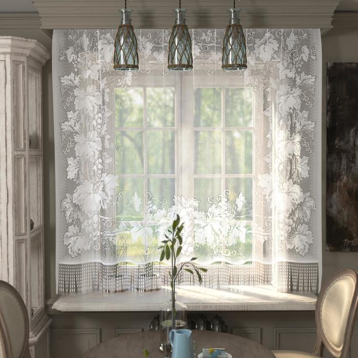 Штора без шторной ленты, ширина 170 см, высота 145 см, цвет белый