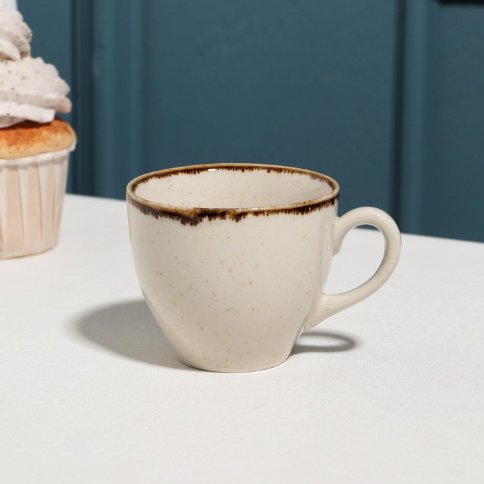 Чашка кофейная «Pearl», 90 мл, бежевая, фарфор