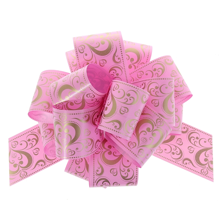 Бант-шар №5 "Золотое сердце", цвет розовый