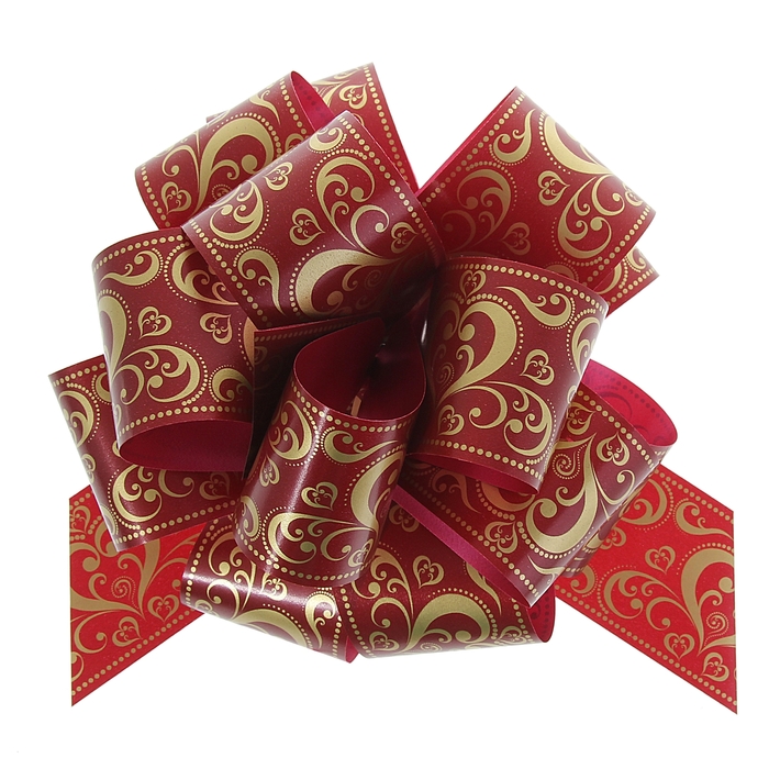 Бант-шар №5 "Золотое сердце", цвет бордовый