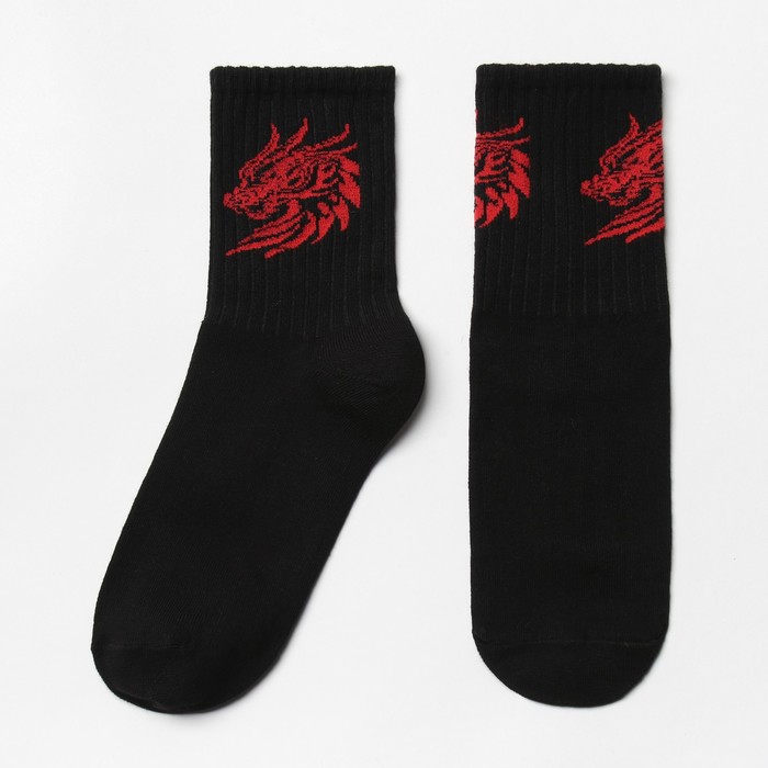 Носки Дракон, цвет черный/красный, размер 29 цена и фото