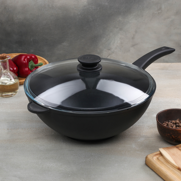 Сковорода-Wok 30 см, стеклянная крышка