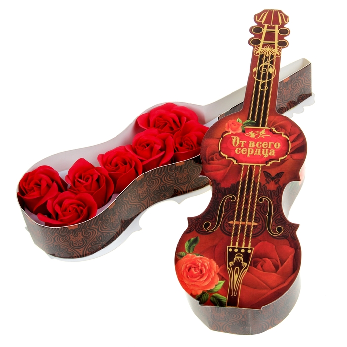 Мыльные лепестки в коробке-скрпике "От всего сердца", 7 шт.