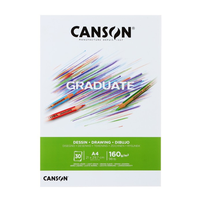 

Альбом для графики CANSON Graduate Drawing, А4, 30 листов, на склейке, 160 г/м2
