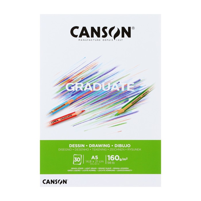 

Альбом для графики CANSON Graduate Drawing, А5, 30 листов, на склейке, 160 г/м2