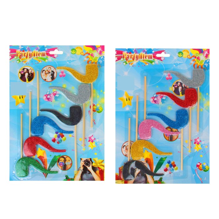 Аксессуары для фотосессиии на палочке "Гламурная трубка" (набор 6 шт.), цвета МИКС