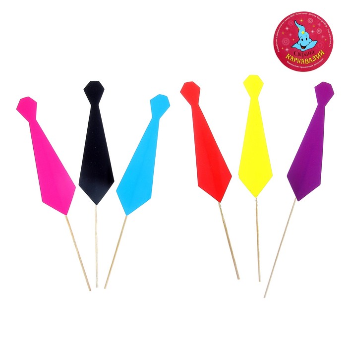 Аксессуары для фотосессии на палочке "Галстук" (набор 6 шт.), цвета МИКС