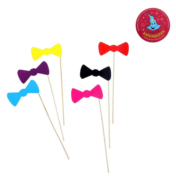 Аксессуары для фотосессии на палочке "Бабочка" (набор 6 шт.), цвета МИКС