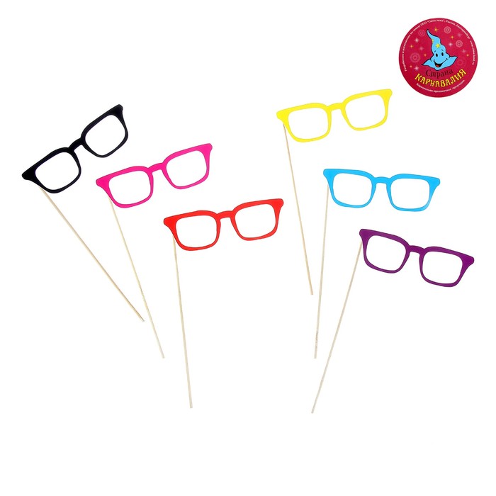 Аксессуары для фотосессии на палочке "Очки" (набор 6 шт.), цвета МИКС