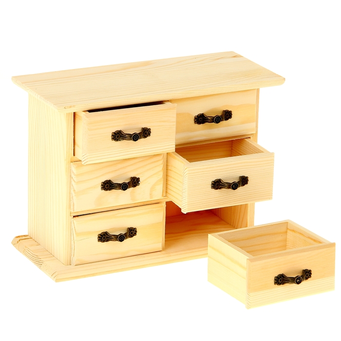 Шкатулка для росписи "Комод на 6 ящиков"