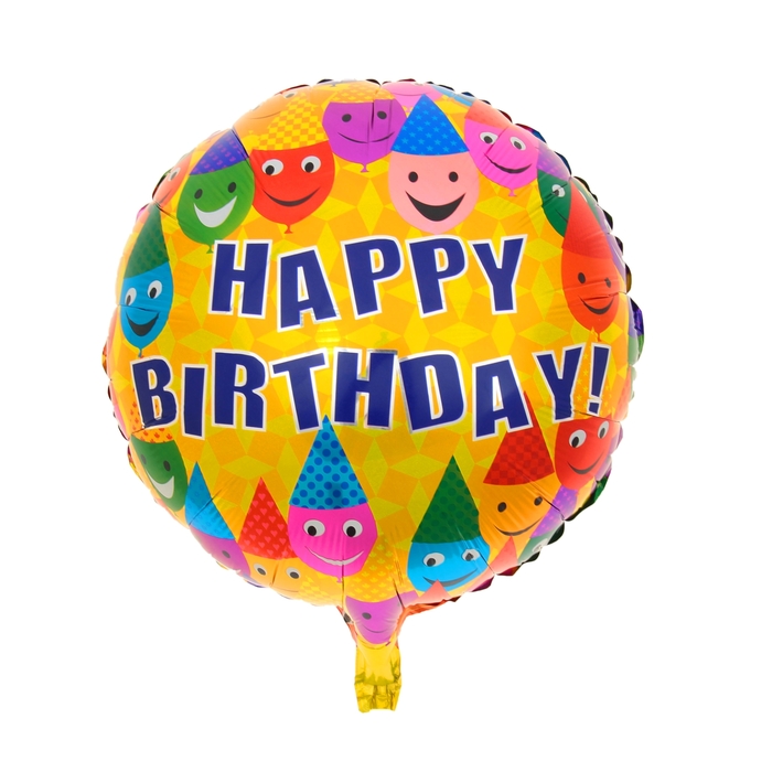 Шар фольгированный 18" "С днём рождения", круг