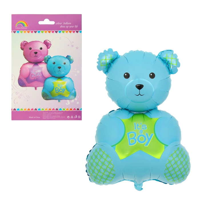 Шар фольгированный "Мишка" 24" цвета МИКС