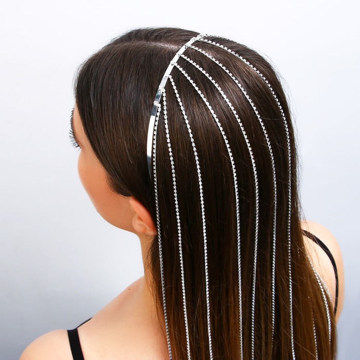 цена Ободок для волос со стразами «Блистай», длина цепочек 42 см