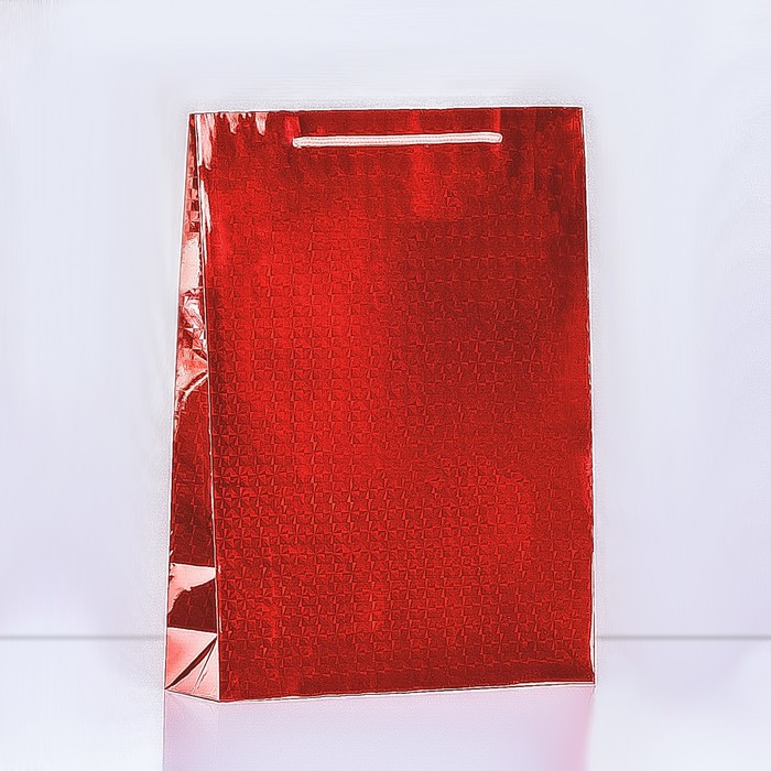 Пакет подарочный, фольгированный, Красный 34 Х 26 Х 8 см МИКС