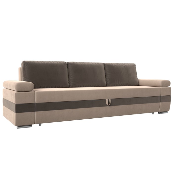 Прямой диван «Канкун», механизм дельфин, велюр, цвет бежевый / коричневый прямой диван канкун велюр
