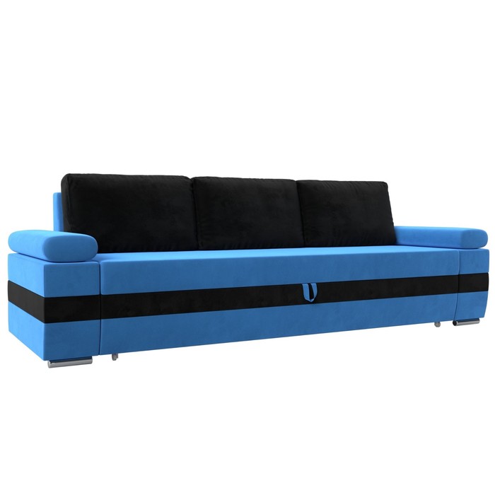 Прямой диван «Канкун», механизм дельфин, велюр, цвет голубой / чёрный прямой диван канкун механизм дельфин велюр цвет серый