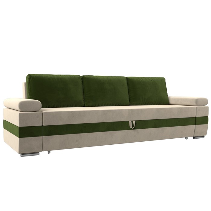 Прямой диван «Канкун», механизм дельфин, микровельвет, цвет бежевый / зелёный прямой диван канкун механизм дельфин рогожка цвет бежевый серый