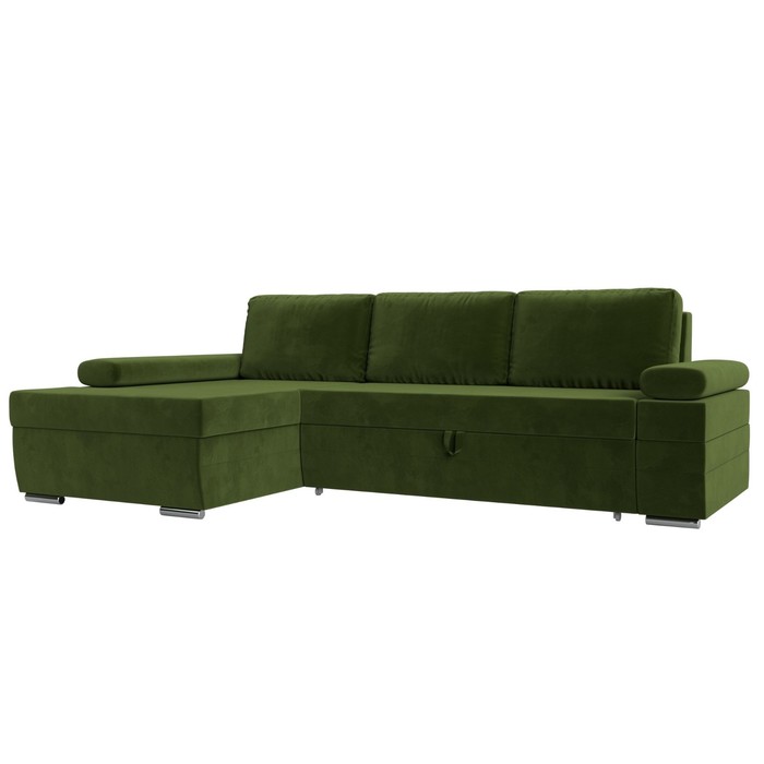 Угловой диван «Канкун», механизм дельфин, микровельвет, угол левый, цвет зелёный прямой диван канкун механизм дельфин микровельвет цвет зелёный