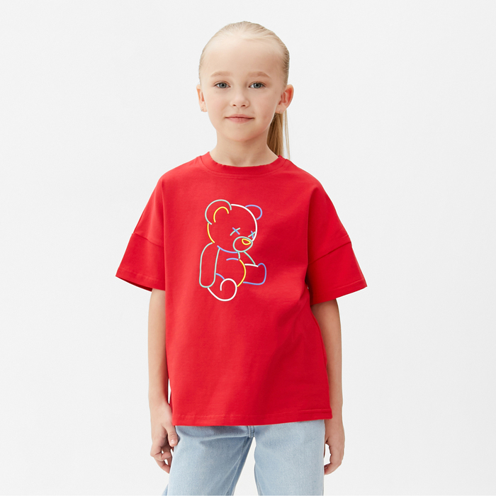 Футболка детская MINAKU Gummy bear, цвет красный, рост 98 см