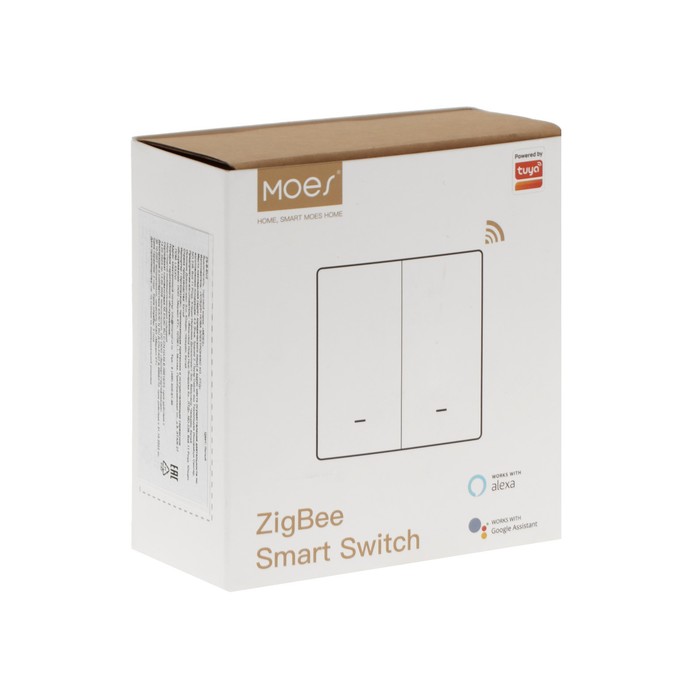 

Умный выключатель MOES Gang Smart Switch ZS-B-EU2, Zigbee, 2 кнопки, таймер, расписание