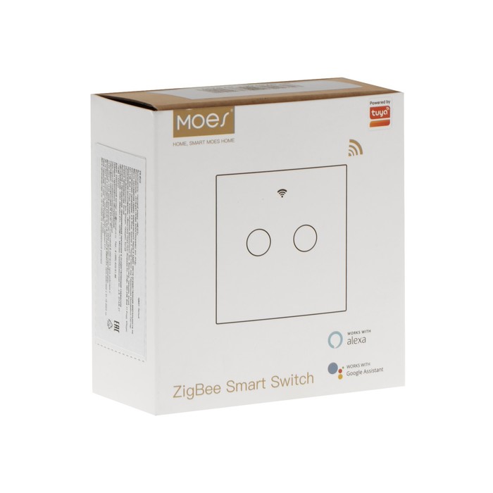 Выключатель MOES Gang Smart Switch Sensor ZS-EU2, Zigbee, 2 кнопки, таймер, расписание