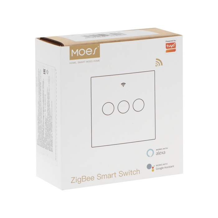 Выключатель MOES Gang Smart Switch Sensor ZS-EU3, Zigbee, 3 кнопки, таймер, расписание