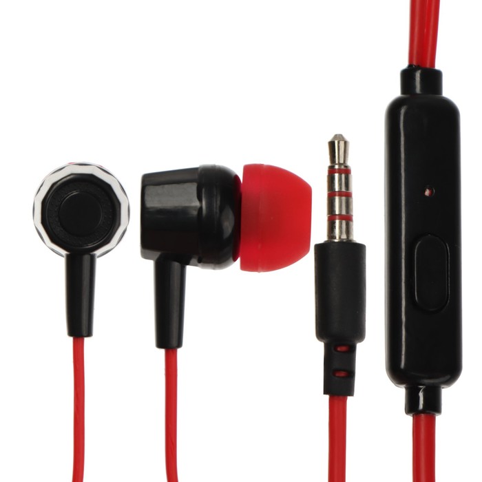 Наушники Krutoff HF-J69, вакуумные, микрофон, 106 дБ, 16 Ом, 3.5 мм, 1 м, красные гарнитура krutoff hf j69 красные