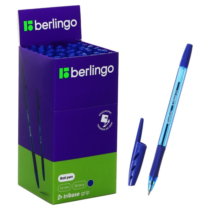 Ручка шариковая Berlingo Tribase grip, 1,0 мм, грип,синяя ручка шариковая berlingo tribase grip orange 0 7 мм грип синяя