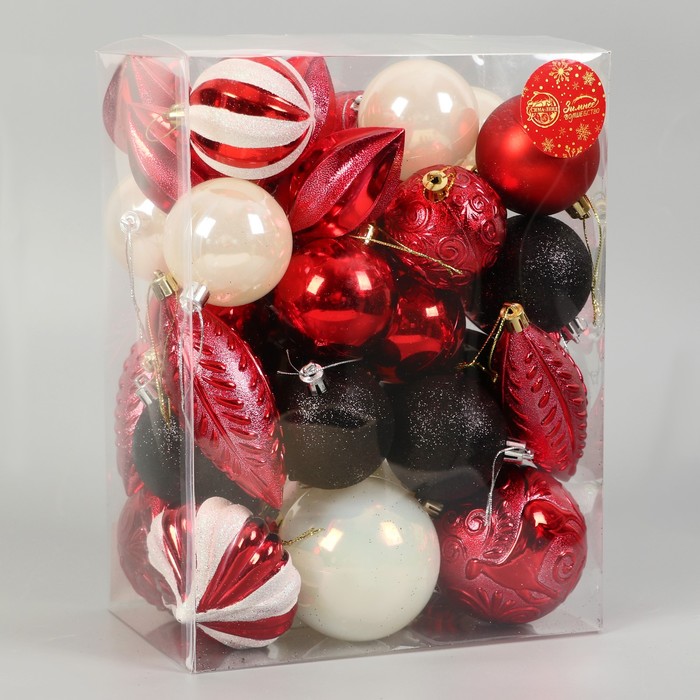 фото Набор украшений пластик 36 шт "праздничное настроение" красный, микс зимнее волшебство