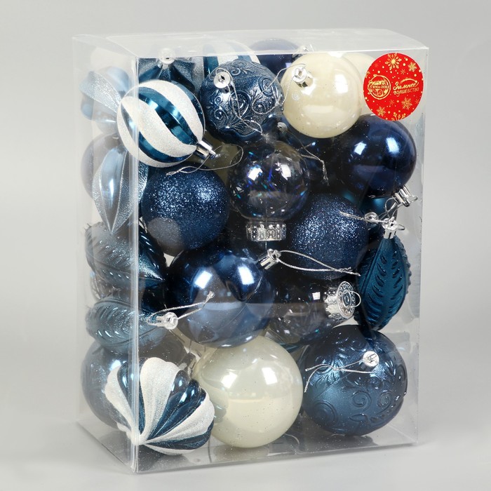 фото Набор украшений пластик 36 шт "праздничное настроение" синий, микс зимнее волшебство